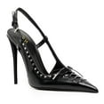 thumbnail image 1 of YDN Women Pointy Toe Cutout Slingback strap Buckle Pumps Bows Stiletto High Heels Studded Sandals Sexy Party Club Shoes Size 10.5 Black, 1 of 4
