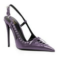 thumbnail image 1 of YDN Women Pointy Toe Cutout Slingback strap Buckle Pumps Bows Stiletto High Heels Studded Sandals Sexy Party Club Shoes Size 13 Purple, 1 of 4