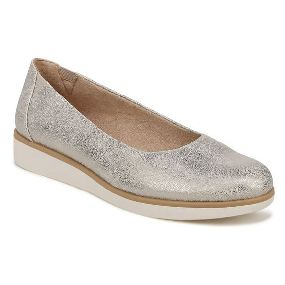 YDN Women Retro Closed Round Toe Ballet Flats Slip On Platform Wedge Low Heels Comfortable Daily Dress Walking Shoes Size 7 Silver