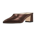 thumbnail image 1 of YDN Women Retro Pointed Closed Toe Mules Chunky Block Mid Heel Slip On Slide Sandals Dressy Prom Shopping Clog Shoes Size 7 Brown, 1 of 1