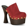 thumbnail image 1 of YDN Women Rivets Studded Platform Mules Slip on Spool High Chunky Heel Pumps Comfy Round Toe Party Casual Slides Size 9.5 Red, 1 of 4