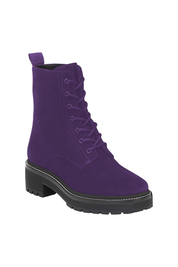 Women Round Toe Lace up Ankle Boots Platform Low Chunky Heel Combat Booties Winter Fashion Date Dress Shoes Size 16 Lavender