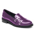 thumbnail image 1 of YDN Women Round Toe Monk Strap Lofers Buckle Slip on Low Chunky Heels Daily Work Walking Shoes Size 11 Purple, 1 of 5
