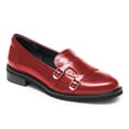 thumbnail image 1 of YDN Women Round Toe Monk Strap Lofers Buckle Slip on Low Chunky Heels Daily Work Walking Shoes Size 7 Red, 1 of 5