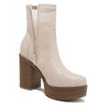 thumbnail image 1 of YDN Women Round Toe Platform Ankle Boots Side Zipper Chunky Stacked Heels Booties Fashion Office Daily Dress Shoes Size 14 Sea Shell, 1 of 4
