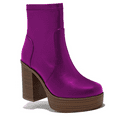 thumbnail image 1 of YDN Women Round Toe Platform Ankle Boots Side Zipper Chunky Stacked Heels Booties Fashion Office Daily Dress Shoes Size 7 Purple, 1 of 4