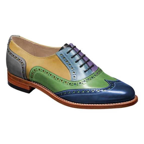 YDN Women Round Toe Slip on Oxford Pumps Lace up Low Chunky Heels Formal Dress Daily Work Shoes Size 15 Blue Multi