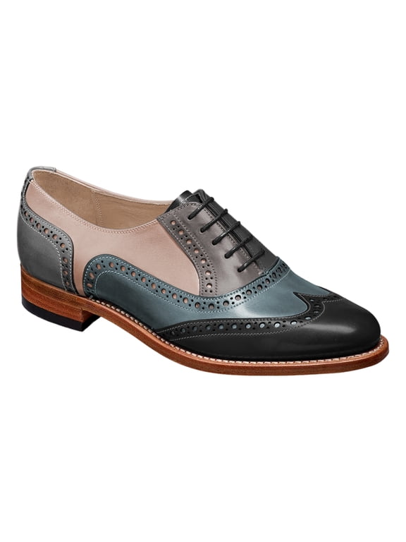 Women Round Toe Slip on Oxford Pumps Lace up Low Chunky Heels Formal Dress Daily Work Shoes Size 4 Black Multi