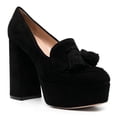 thumbnail image 1 of YDN Women Round Toe Tassel Loafers Slip on Platform Chunky High Heels Business Date Formal Pumps Size 7 Black, 1 of 4