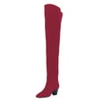 thumbnail image 1 of YDN Women Sexy Closed Pointed Toe Over The Knee Boots Stretchy Block Low Heels Pull On Long Boots Dress Winter Shoes Size 6.5 Red, 1 of 4