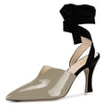 thumbnail image 1 of YDN Women Sexy Lace Up Mid Heels Sandals Pointed Closed Toe V Cut D'Orsay Ankle Strap Pumps Slingback Party Dress Shoes Size 13 Gray, 1 of 4