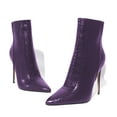 thumbnail image 1 of YDN Women Sexy Pointed Toe Booties Stiletto High Heels Ankle Boots Side Zipper Basic Winter Shoes Size 8 Purple, 1 of 6
