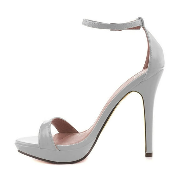 YDN Women Sexy Single Strap Open Toe Stiletto High Heel Sandals Ankle Strap Platform Pumps Dress Shoes Size 12 Grey