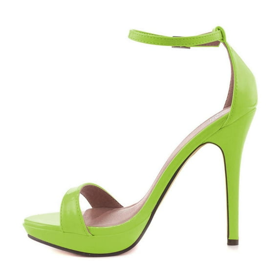 YDN Women Sexy Single Strap Open Toe Stiletto High Heel Sandals Ankle Strap Platform Pumps Dress Shoes Size 4 Yellowgreen