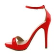 thumbnail image 1 of YDN Women Sexy Single Strap Open Toe Stiletto High Heel Sandals Ankle Strap Platform Pumps Dress Shoes Size 6.5 Red, 1 of 4