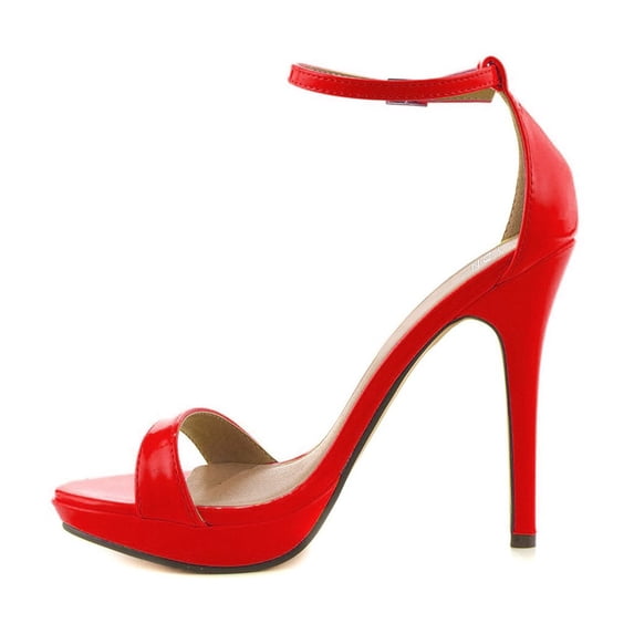 YDN Women Sexy Single Strap Open Toe Stiletto High Heel Sandals Ankle Strap Platform Pumps Dress Shoes Size 6.5 Red