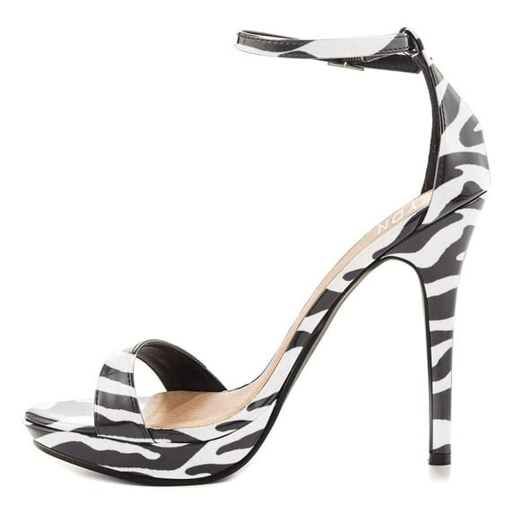 YDN Women Sexy Single Strap Open Toe Stiletto High Heel Sandals Ankle Strap Platform Pumps Dress Shoes Size 6 Zebra