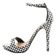 thumbnail image 1 of YDN Women Sexy Single Strap Open Toe Stiletto High Heel Sandals Ankle Strap Platform Pumps Dress Shoes Size 7 Checkered, 1 of 4