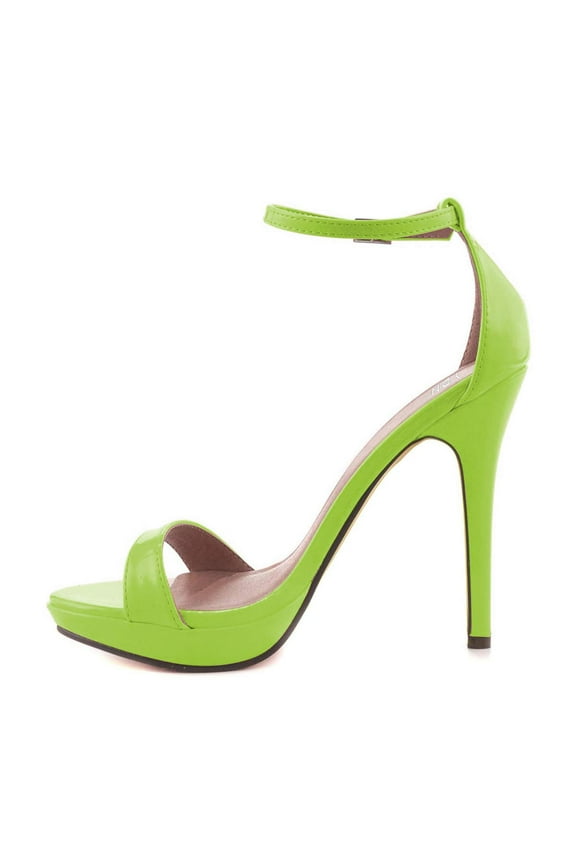 Women Sexy Single Strap Open Toe Stiletto High Heel Sandals Ankle Strap Platform Pumps Dress Shoes Size 7 Yellowgreen