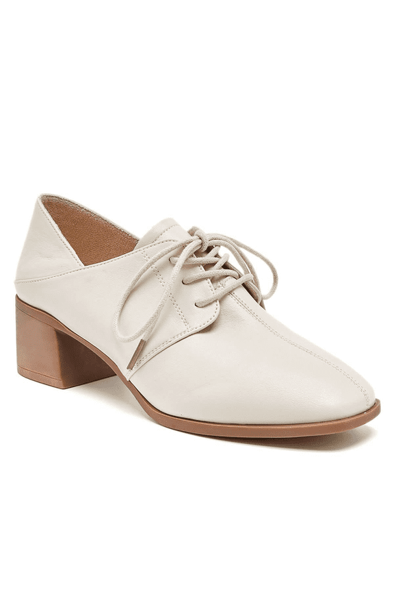 Women Square Toe Lace up Oxford Shoes Comfortable Chunky Low Heels Pumps Professional Office Daily Size 9 White