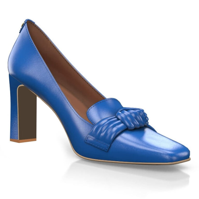 prom shoes for royal blue dress YDN Women Square Toe Slip on Loafers Knot High Chunky Heels Comfortable Daily Size 8 1950s prom dress Leilani Strapless Mini Dress US Size:US46 - EU56