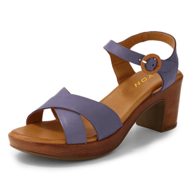 YDN Women Summer Round Open Toe Sandals Chunky Mid Heels Cross Straps Buckled Pumps Casual Daily Party Shoes Size 7.5 Purple