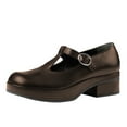 thumbnail image 1 of YDN Women T-Strap Round Toe Block Low Heel Mary Janes Platform Strappy Buckle Pumps Dressy Club Prom Shoes Size 8.5 Brown, 1 of 4