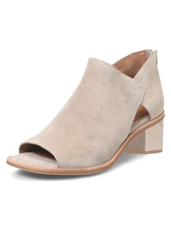 Women Trendy Peep Toe Low Block Heeled Sandals Back Zipper Cutout Ankle Booties Comfy Dress Daily Shoes Size 4 Beige