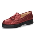 thumbnail image 1 of YDN Women Vintage Rounded Toe Block Low Heels Loafers Tassels Slip On Moccasin Pumps Office Working Casual Shoes Size 7 Red, 1 of 4