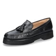 thumbnail image 1 of YDN Women Vintage Rounded Toe Block Low Heels Loafers Tassels Slip On Moccasin Pumps Office Working Casual Shoes Size 8.5 Black, 1 of 4