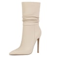 thumbnail image 1 of YDN Women Warm Pull On Stiletto High Heel Slouchy Ankle Boots Pointed Toe Mid Wide Calf Walking Boots Shoes Size 10.5 Begie, 1 of 5