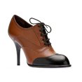 thumbnail image 1 of YDN Women's Almond Toe Wingtip Oxfords Stiletto High Heels Selftie Retro Modern Style Chic Daily Looks Casual Office Pumps Shoes Size 10.5 Black and Brown, 1 of 4