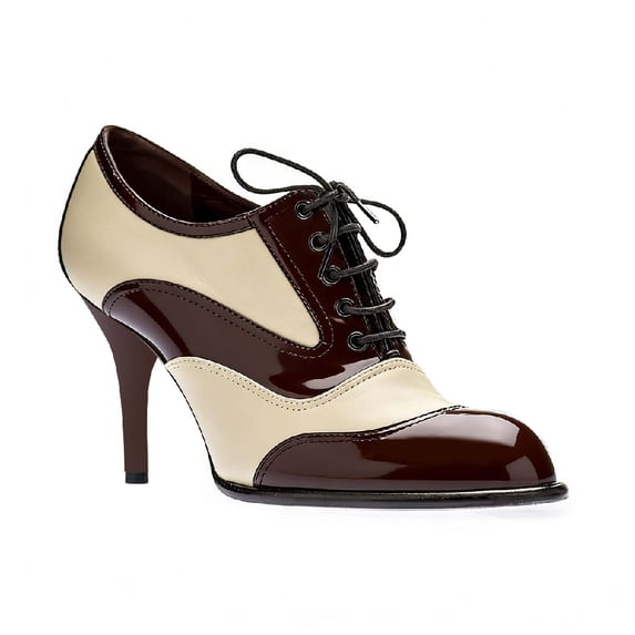 YDN Women's Almond Toe Wingtip Oxfords Stiletto High Heels Selftie Retro Modern Style Chic Daily Looks Casual Office Pumps Shoes Size 16 Brown and Beige