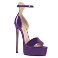 thumbnail image 1 of YDN Women's Elegant Open Toe Platform Sandals Strap Buckles Sky High Heels Stilettos Shoes for Summer Holiday Party Size 5 Purple, 1 of 4