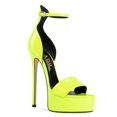 thumbnail image 1 of YDN Women's Elegant Open Toe Platform Sandals Strap Buckles Sky High Heels Stilettos Shoes for Summer Holiday Party Size 8.5 Lime, 1 of 4