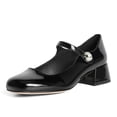 thumbnail image 1 of YDN Women's Lovely Low Chunky Heel Mary Jane Pumps Closed Toe Pearls Buckle Strap Shoes Daily Casual Dress Size 8.5 Black, 1 of 4