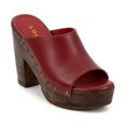 thumbnail image 1 of YDN Women's Open Round Toe Platform Mules Slides Chunky Block High Heels with Rivet Studded Slip On Comfy Sandals Dressy Casual Party Shoes Size 4 Red, 1 of 4