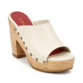 thumbnail image 1 of YDN Women's Open Round Toe Platform Mules Slides Chunky Block High Heels with Rivet Studded Slip On Comfy Sandals Dressy Casual Party Shoes Size 8 Beige, 1 of 4