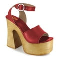 thumbnail image 1 of YDN Women's Open Toe Platform Sandals Wooden Block High Heels with Adjustable Ankle Buckle Strap Daily Casual Outfit Party Shoes Size 6 Red, 1 of 4