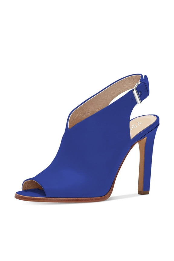 Women's Peep Toe High Heel Sandals Backstrap Slingback Stiletto Pumps Shoes with Buckle Size 10 Blue