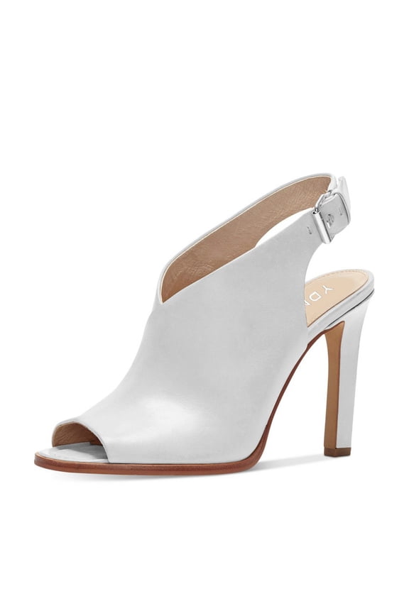 Women's Peep Toe High Heel Sandals Backstrap Slingback Stiletto Pumps Shoes with Buckle Size 9 White