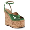 thumbnail image 1 of YDN Women's Peep Toe Wedge High Heels Buckled Ankle Strap Sandals Platform Cork Heel Shoes Themed Party Evening Size 7 Green, 1 of 5