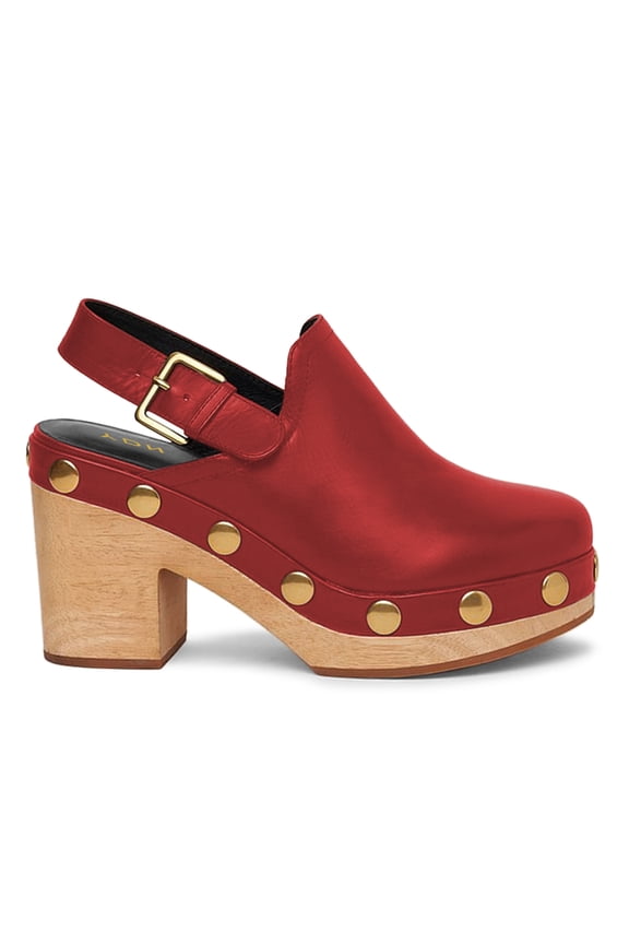 Women's Platform Heeled Pumps Round Toe Chunky Block Heels with Studs Wide Buckled Strap Casual Comfy Daily Shoes Size 11 Red