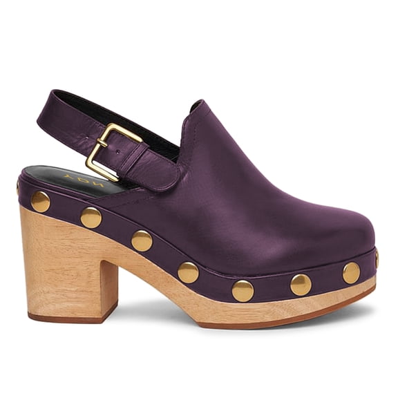 YDN Women's Platform Heeled Pumps Round Toe Chunky Block Heels with Studs Wide Buckled Strap Casual Comfy Daily Shoes Size 9.5 Purple