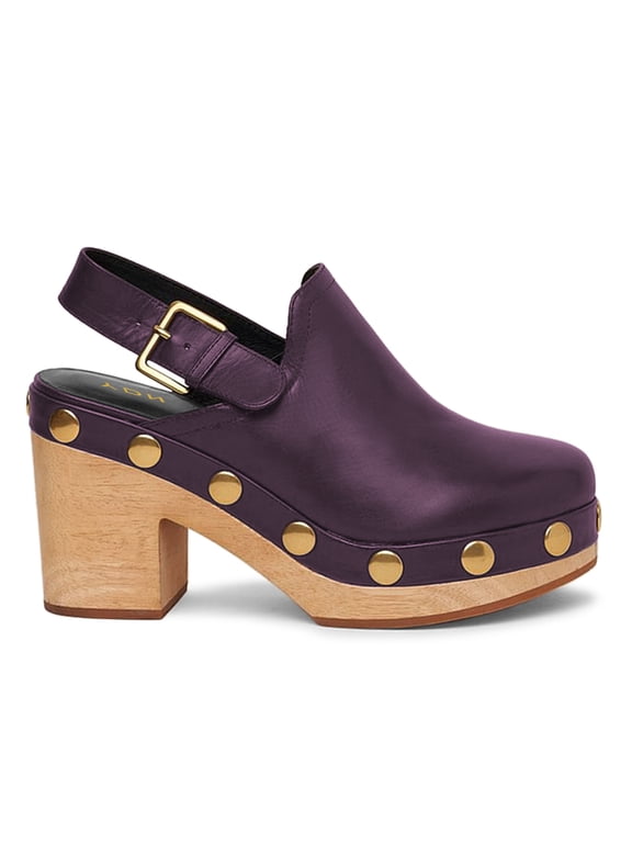 Women's Platform Heeled Pumps Round Toe Chunky Block Heels with Studs Wide Buckled Strap Casual Comfy Daily Shoes Size 9.5 Purple