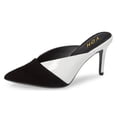thumbnail image 1 of YDN Women's Pointy Closed Toe Stiletto High Heel Clogs Mules Slip On Bi-Material Sandals Party Shopping Shoes Size 13 Black White, 1 of 4