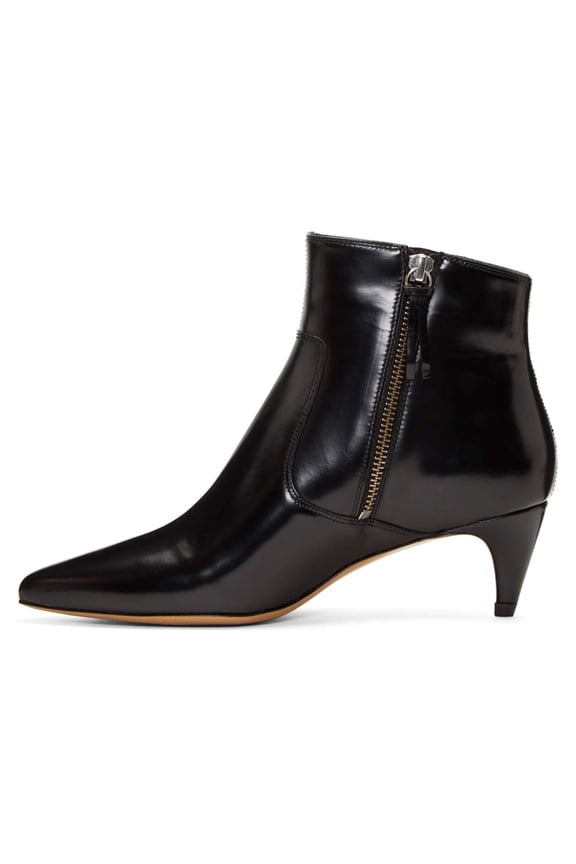 Women's Pointy Toe Ankle Booties Kitten Low Heels Dressy Glossy Daily Winter Shoe Size 10 Black