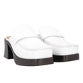 thumbnail image 1 of YDN Women's Retro Platform Slip On Mules Square Toe Low Chunky Heels Clogs Platform Loafers Slippers Shopping Dress Shoes Size 6.5 White, 1 of 4