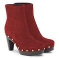 thumbnail image 1 of YDN Women's Rounded Toe Side Zippers Ankle Boots Platform Block High Heels Studded Booties Work Daily Party Shoes Size 9 Red, 1 of 4