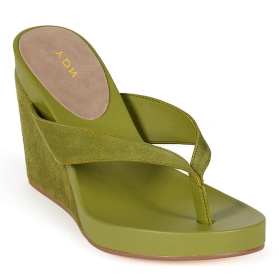 YDN Women's Split Toe Flip Flops Slip on Platform Wedge High Heels Slides Sandals Fashion Party Summer Shoes Size 16 Green